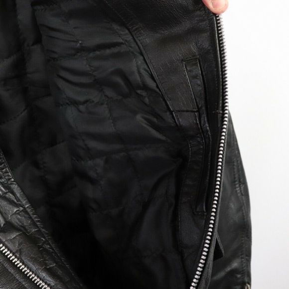 Vintage 80s Belted Leather Motorcycle Jacket 44 - Picture 6 of 8